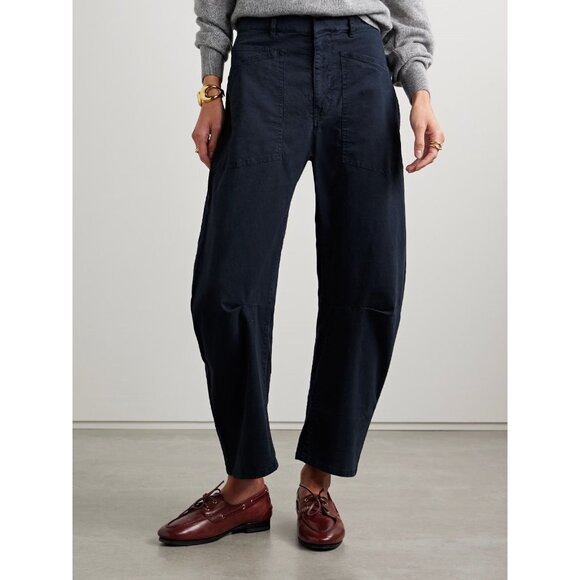 Nili Lotan Shon Navy Twill Tapered Pants 2